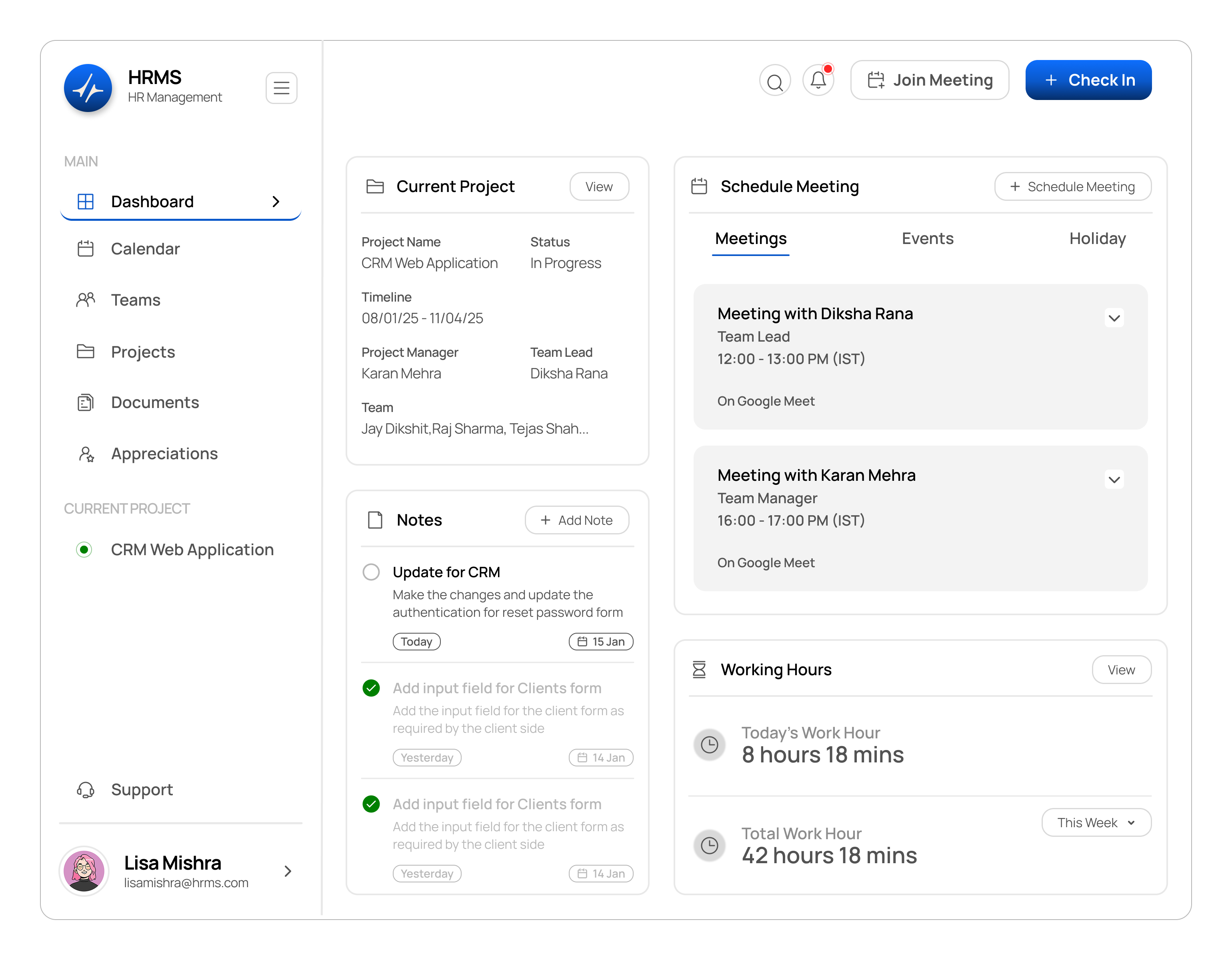 HRMS Employee Dashboard
